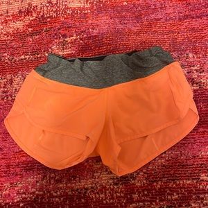 coral lululemon speed up shorts